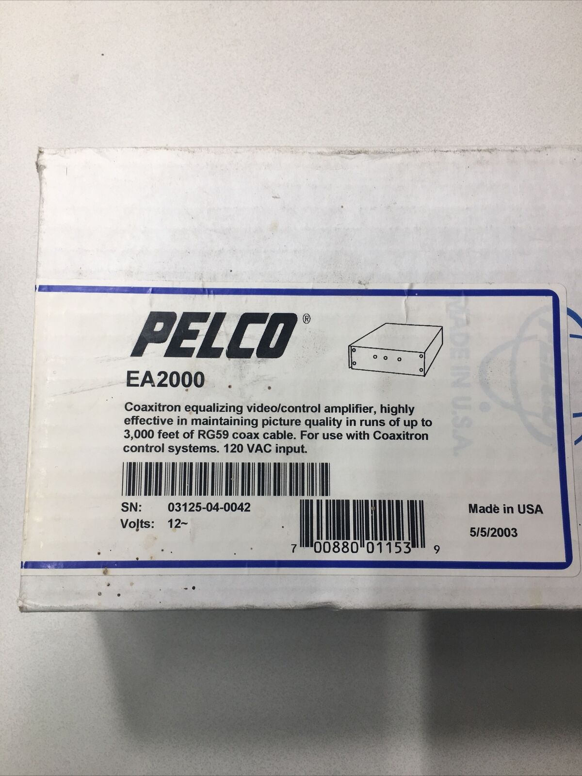 Pelco EA2000 Coaxitron Equalizing Video/Control Amplifier