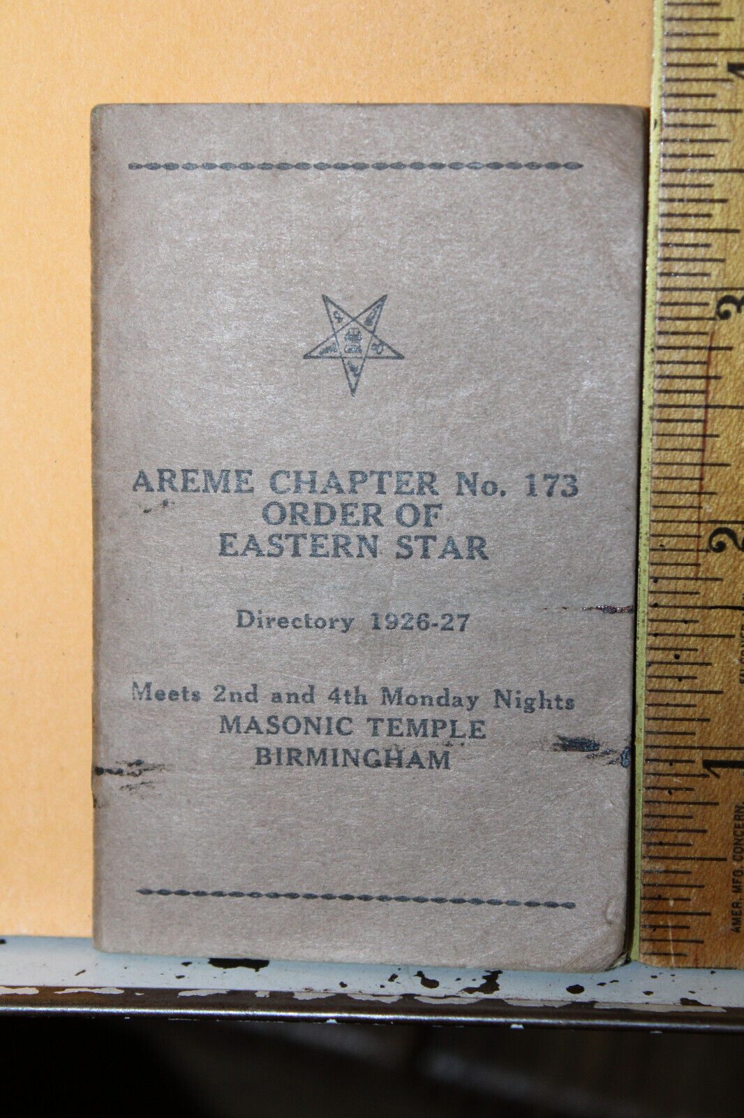 1926-27 Areme Chapter Order of Eastern Star Directory Birmingham Alabama Masonic