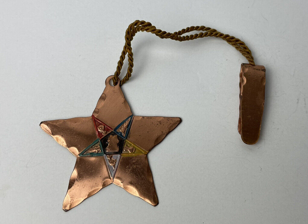Order of Eastern Star Copper Star Clip OEA Pendant Metal Fraternal Order Vintage